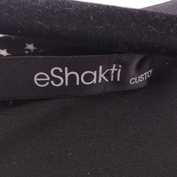 eShakti Pintuck Pleat Lace Trim Constellation Print Crepe Dress Custom Size - Picture 5 of 7